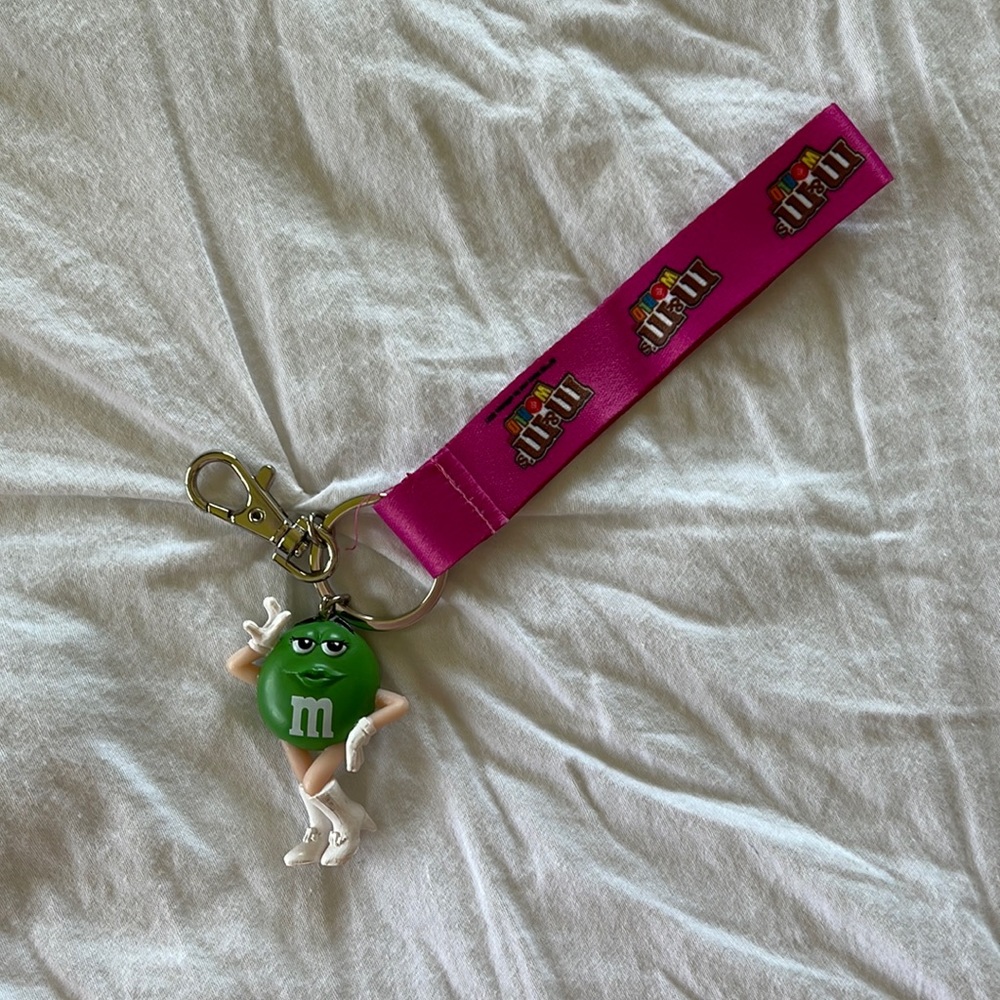 Green M&M keychain